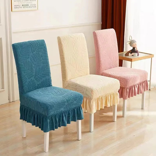 Thicken stretch chair cover for home use hotel restaurant hotel general with skirt seat cover cloth art chair cover